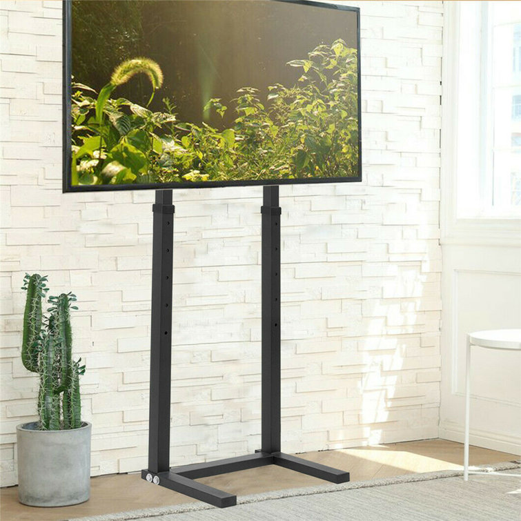 White Universal Floor TV Stand Mount Height Adjustable TV Bracket For 32 65 Inch Led Oled Lcd Plasma Flat Curved Screens